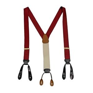 Trafalgar Formal Silk Leather Braces Button Suspenders Men Red Y Back Buckle
